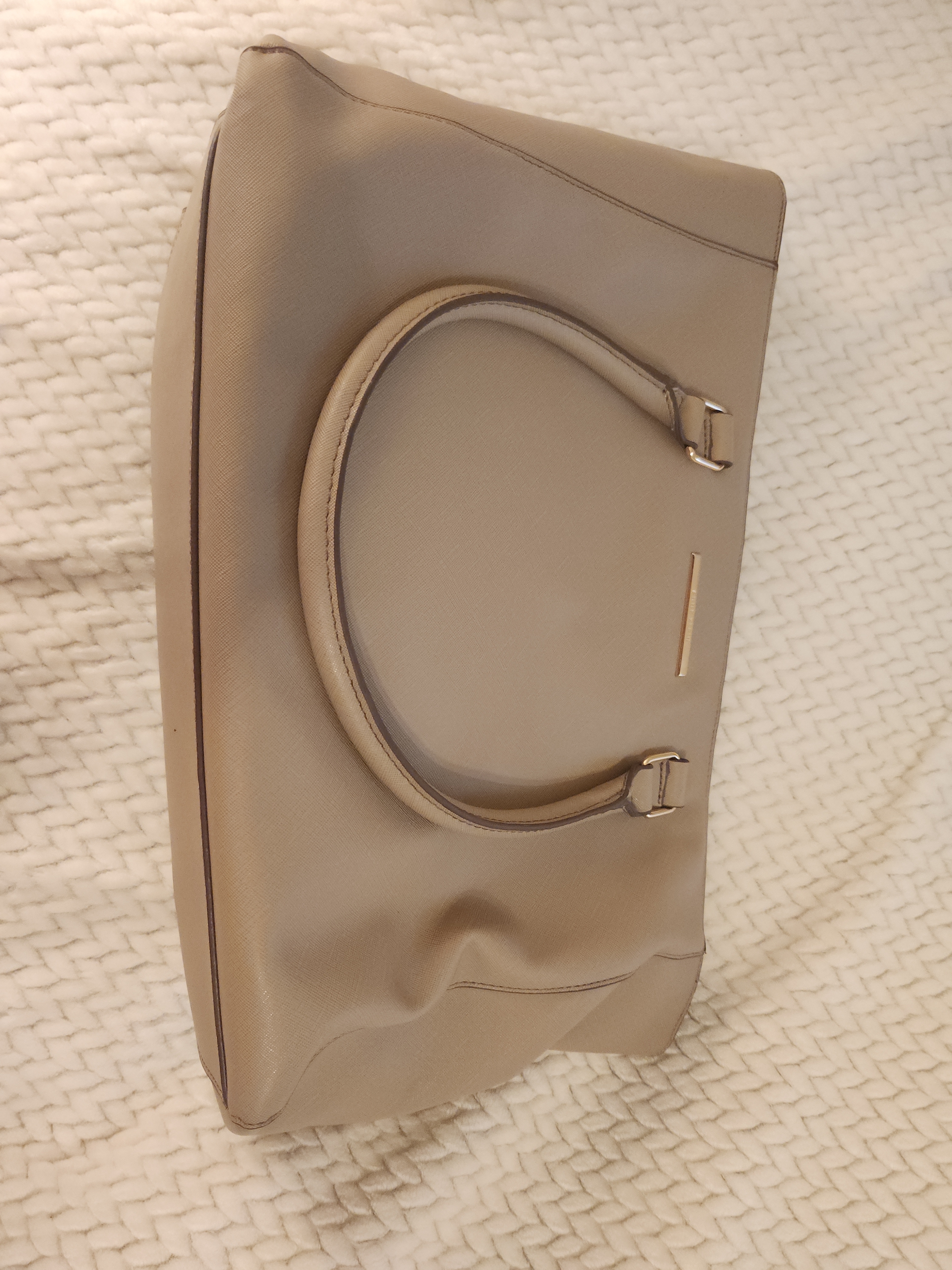 Anne Klein Structured Taupe Tote Handbag With Dual Handles